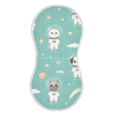 Kigai Cute Astronauts Baby Burp Cloths, Large Soft Absorbent Muslin Burp Cloths Set of 2, Cotton Baby Towels for Newborn Boys and Girls 22x11 Inch
