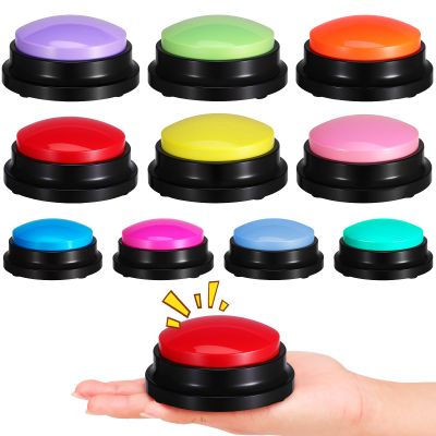 Ovveroche 10 Pieces Recordable Answer Buzzers Button Answer Buzzers Game Show Buzzer Recordable Button Classroom Buzzers Perfect for Study Office Home and Pet Buttons Training Toy Multicolor