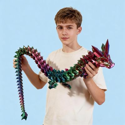 473D Printed Dragon Large 3D Dragon--Bigger Fidget Toy Gift for Kids, Boys, Girls & Adults,Cool Giant Crystal 3-D Printed Animals Desk Decoreaster basket essentials47in blue green purple