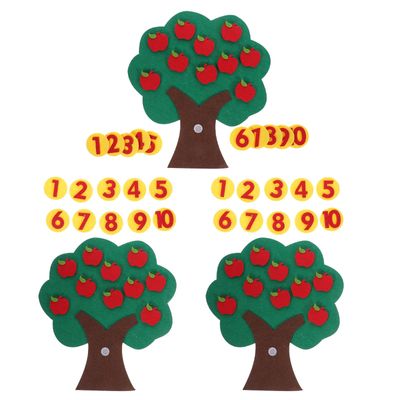 FRCOLOR 3 Sets Felt Tree Math Toy, Number Matching Game for Preschool and Kindergarten, Addition Subtraction Montessori Early Learning Activities