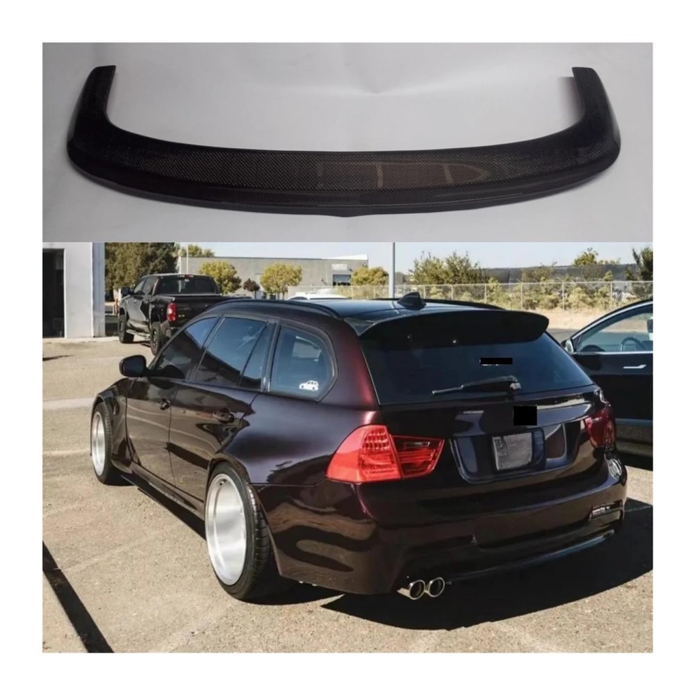 Compatible for BMW E91 2005-2012 Carbon Fiber Rear Wing for 3 Series Wagon Glossy Black Touring Car Spoiler(FPR Glossy Black)