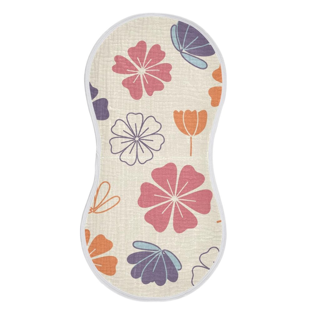 Kigai Simpel Flowers Baby Burp Cloths, Large Soft Absorbent Muslin Burp Cloths Set of 1, Cotton Baby Towels for Newborn Boys and Girls 22x11 Inch