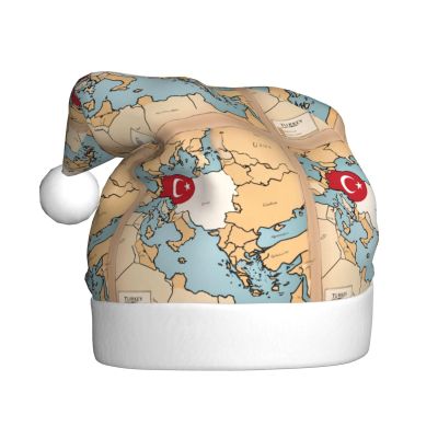 aabkjgfr Distribution Map Of Turkey Print Adult Santa Hat,Soft And Comfortable Santa Hat,Suitable For New Year'S Holiday Parties,Indoors And Outdoors.