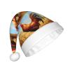 aabkjgfr Rooster Print Adult Santa Hat,Soft And Comfortable Santa Hat,Suitable For New Year'S Holiday Parties,Indoors And Outdoors. view 2