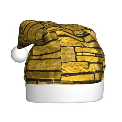 aabkjgfr Rustic Rocks Brick Wall Print Adult Santa Hat,Soft And Comfortable Santa Hat,Suitable For New Year'S Holiday Parties,Indoors And Outdoors.