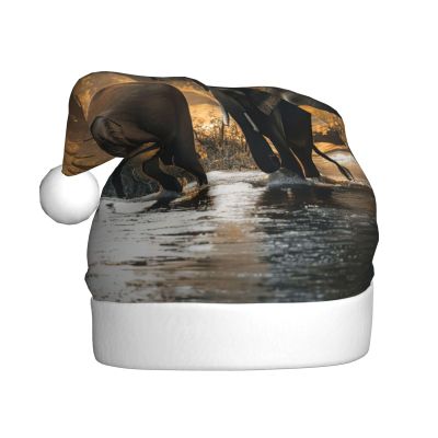 aabkjgfr Nature Elephants Print Adult Santa Hat,Soft And Comfortable Santa Hat,Suitable For New Year'S Holiday Parties,Indoors And Outdoors.