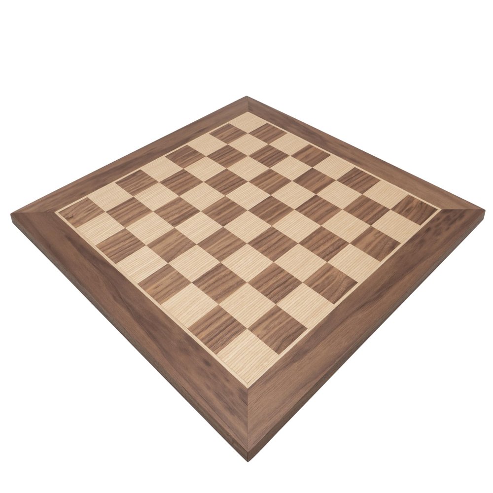 20 Inch Walnut & Maple Chessboard, Handcrafted in Greece