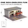 1/64 Scale Diecast Display Case, Wooden American Style Toy Car Garage Model with LED Light, 4-Parking Spaces Diorama Showcase for Hot Wheels and Matchbox Cars Storage view 2