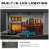 1/64 Scale Diecast Display Case, Wooden American Style Toy Car Garage Model with LED Light, 4-Parking Spaces Diorama Showcase for Hot Wheels and Matchbox Cars Storage view 4
