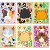 6pcs Cartoon Cat Head Face Changing Puzzle Sticker Cartoon Animal Make a Face Toy Face Changing Sticker DIY Children's Toys(6PCS) view 1