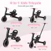 BABY JOY Toddler Tricycle, 4-in-1 Foldable Kids Trike with Adjustable Seat, Removable Pedal, EVA Foam Wheels & Push Handle, Balance Bike for Boys Girls 18-60 Months (Pink) view 2