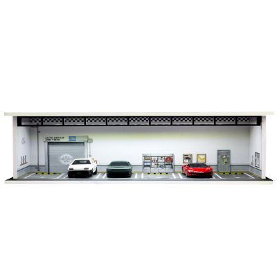 1/64 Scale Display Case Car Garage Moldel, Acrylic Cover Diecast Car Show Case with LED Light 6 Parking Spaces, Hot diecast Wheel Parking Scene (Vehicles Not Included) Wheels