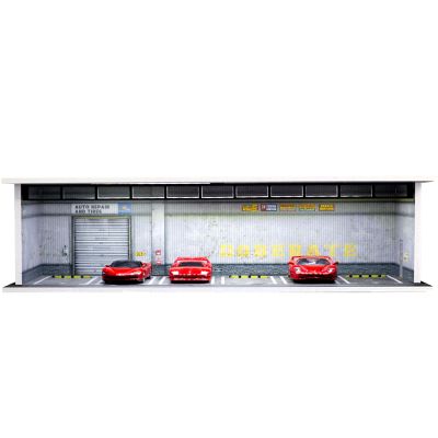 1/64 Scale Display Case Car Garage Moldel, Acrylic Cover Diecast Car Show Case with LED Light 6 Parking Spaces?Hot diecast Wheel Parking Scene (Vehicles Not Included) Warehouse