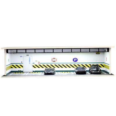 1/64 Scale Display Case Car Garage Moldel, Acrylic Cover Diecast Car Show Case with LED Light 6 Parking Spaces, Hot diecast Wheel Parking Scene (Vehicles Not Included) Underground Parking Lot