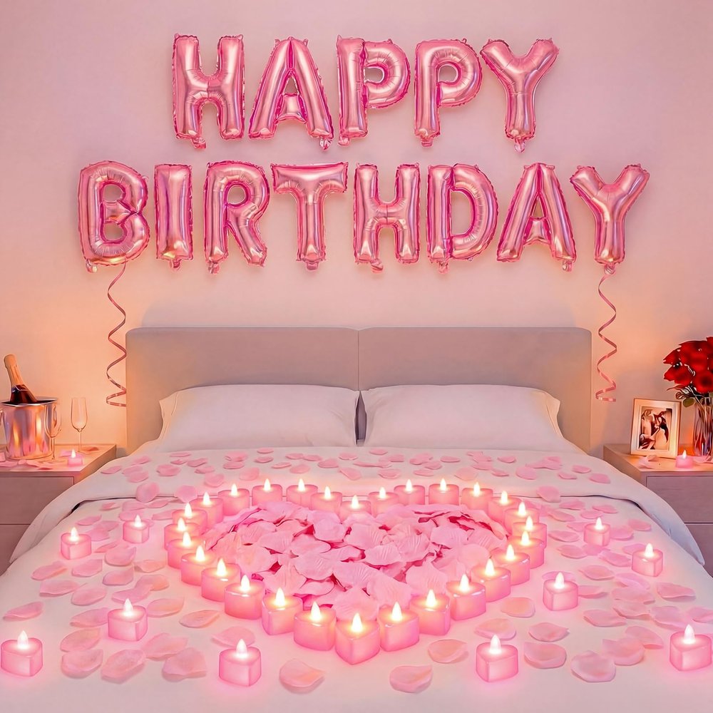 Charnoel Pink Happy Birthday Balloons Decorations for Women Men Party Decor
