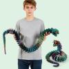 47.2" Large 3D Printed Snake, Bush Viper,Anaconda Toy,Fake Python Statue with Realistic Eyes with Retractable Fangs,Cool Big 3D Printed Snakes Toy Gift Executive Desk Toys (Blue Green Purple) view 1