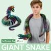 47.2" Large 3D Printed Snake, Bush Viper,Anaconda Toy,Fake Python Statue with Realistic Eyes with Retractable Fangs,Cool Big 3D Printed Snakes Toy Gift Executive Desk Toys (Blue Green Purple) view 2