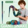 47.2" Large 3D Printed Snake, Bush Viper,Anaconda Toy,Fake Python Statue with Realistic Eyes with Retractable Fangs,Cool Big 3D Printed Snakes Toy Gift Executive Desk Toys (Blue Green Purple) view 3