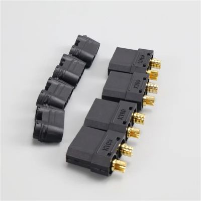 Four Black XT90 XT-90 XT90H Male and Female Connector Plugs, Suitable for Remote Control Batteries, Motors, and ESCs. distintivo(4pcs XT90H-F Black)