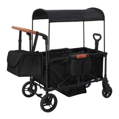 Stroller Wagon for 4 Kids, Foldable Wagon with Footwell, Lightweight, Adjustable Push and Pull Handles, 5-Point Harness, Adjustable Canopy for Outdoor Adventures