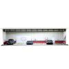 1/64 Scale Display Case Car Garage Moldel, Acrylic Cover Diecast Car Show Case with LED Light 6 Parking Spaces, Hot diecast Wheel Parking Scene (Vehicles Not Included) Red Line view 1