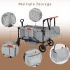 Stroller Wagon for 4 Kids, Foldable Wagon with Footwell, Lightweight, Adjustable Push and Pull Handles, 5-Point Harness, Adjustable Canopy for Outdoor Adventures view 4