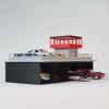 1/64 Scale Diorama Car Garage Display Stand, 2-Layer Parking Lot Structure with Control Tower, White and Red Storage Unit, 8.3 x 4.1 x 3.7 inches, Diecast Model Car Storage Collection (Red) view 2