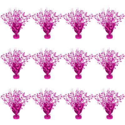 12 Pack Metallic Star Foil Spray Centerpieces for Table Decorations .Vibrant Color Party Decor for Birthday, Graduation, Anniversary, New Year's Eve (Hot Pink)