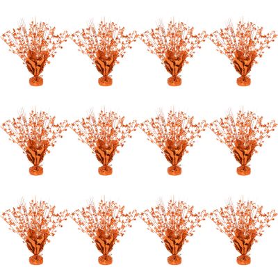 12 Pack Metallic Star Foil Spray Centerpieces for Table Decorations .Vibrant Color Party Decor for Birthday, Graduation, Anniversary, New Year's Eve (Orange)