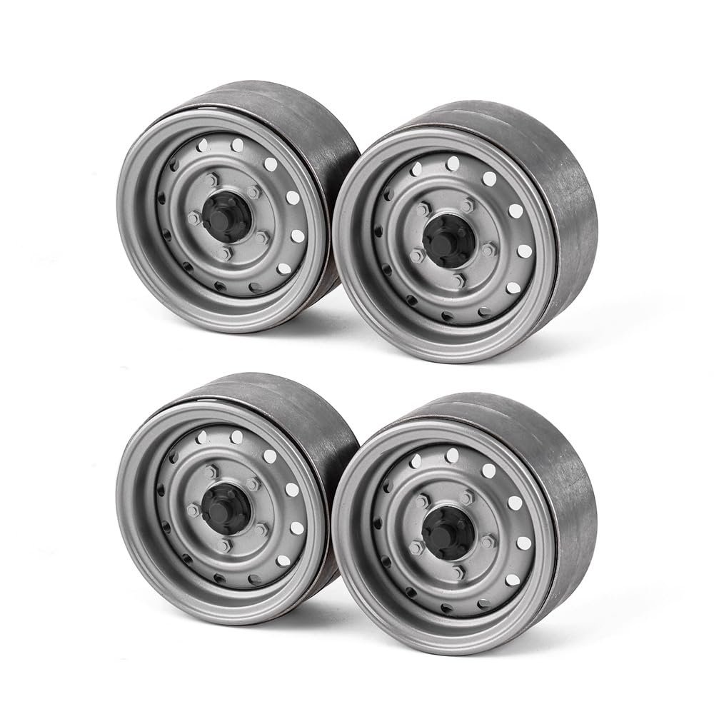 4pcs 1.9" Metal Hub Classic Retro Locking Wheel Hub for 1/10 RC Tape Car TRX4 SCX10 RC4WD (Silver 4pcs)