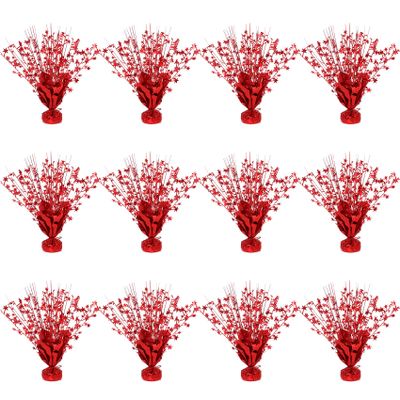 12 Pack Metallic Star Foil Spray Centerpieces for Table Decorations .Vibrant Color Party Decor for Birthday, Graduation, Anniversary, New Year's Eve (Red)