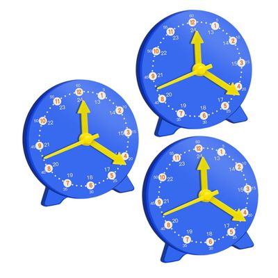 Toddmomy 3pcs Clock Display Educational Aids for Primary Classroom Learning and Shapes Teaching Clocks (Removable, Dark Blue) 3 pcs