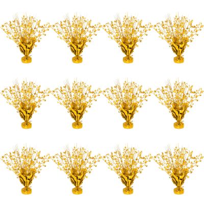 12 Pack Metallic Star Foil Spray Centerpieces for Table Decorations .Vibrant Color Party Decor for Birthday, Graduation, Anniversary, New Year's Eve (Gold)