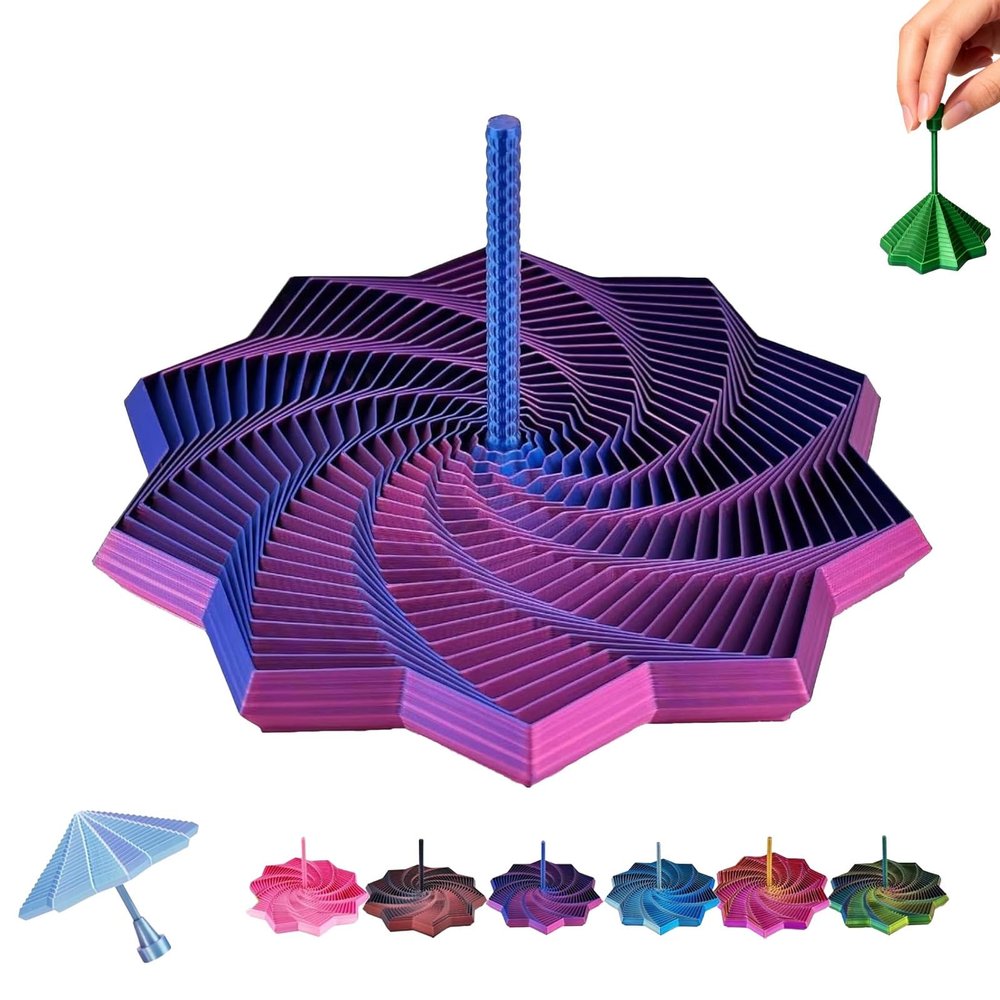 3D Printed Expanded Sensory Fidget Star,Expandable 4.33Inch Fractal Fidget Toys Octagonal with Detachable Handle,Honeycomb Whirling Spiral Design for ADHD & Stress Relief(#i,Large)