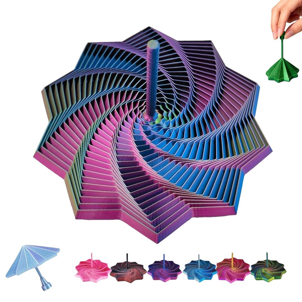 3D Printed Expanded Sensory Fidget Star,Expandable 4.33Inch Fractal Fidget Toys Octagonal with Detachable Handle,Honeycomb Whirling Spiral Design for ADHD & Stress Relief(#g,Large)
