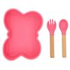 Baby Silicone Feeder Set, BabyX 3-pcs Butterfly-themed Baby Bowl with Suction, Spoon and Fork for Babies Toddler Kids, BPA-Free, Baby Utensils Feeding Supplies, Microwave and Dishwasher Safe view 1