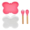 Baby Silicone Feeder Set, BabyX 3-pcs Butterfly-themed Baby Bowl with Suction, Spoon and Fork for Babies Toddler Kids, BPA-Free, Baby Utensils Feeding Supplies, Microwave and Dishwasher Safe view 2