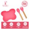 Baby Silicone Feeder Set, BabyX 3-pcs Butterfly-themed Baby Bowl with Suction, Spoon and Fork for Babies Toddler Kids, BPA-Free, Baby Utensils Feeding Supplies, Microwave and Dishwasher Safe view 4