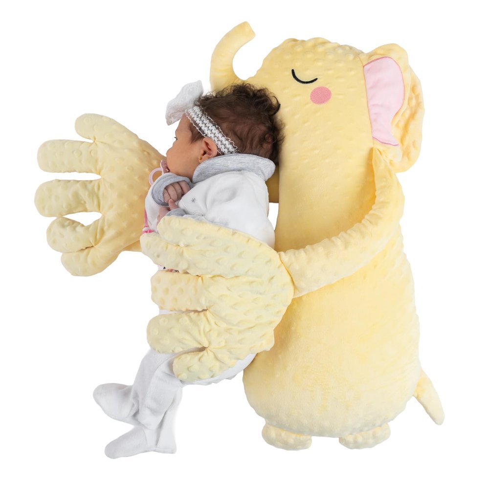 Alvemo Baby Soothing Patting Hand - Longer Runtime with Remote and 3-Level Adjustable, Stuffed Animal for Baby Toddler Kids, Baby Patter Huggable Elephant, Soothing Companion Shower Gift, Baby Toys