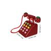 Uonlytech Wooden Rotary Dial Phone for Pretend Plaything Enhancing Finger Dexterity and Life Skills Educational Role Play for Boys and Strawberry Red Vintage Design view 2