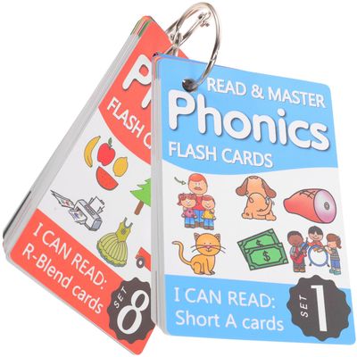 BESPORTBLE Phonics English Spelling Cards with Metal Rings Matching Letter Flash Word Cards for Early Educational Learning Vocabulary Builder for Boys Random Cover