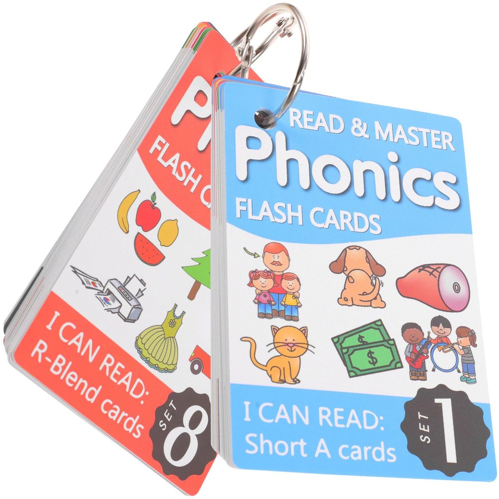 BESPORTBLE Phonics English Spelling Cards with Metal Rings Matching Letter Flash Word Cards for Early Educational Learning Vocabulary Builder for Boys Random Cover