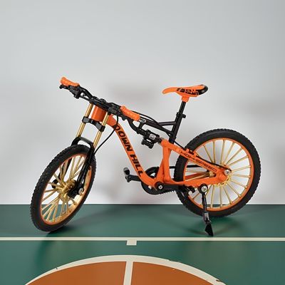 Alloy Finger Bike Downhill Toy Mini Racing Dirt MTB Bike Ornament DH Bicycle Vehicles Model Dirt Bike Cake Topper Decoration Mini Scooter Toy Finger for Boy (Orange)