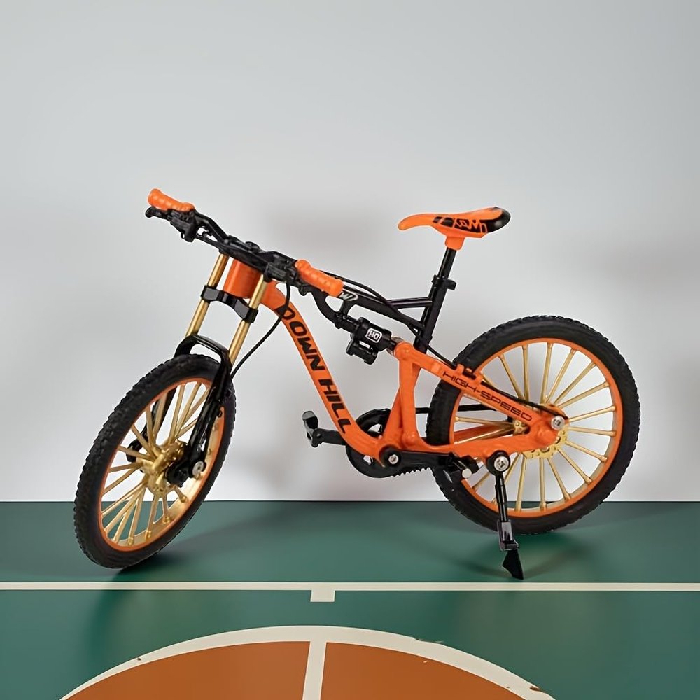 Alloy Finger Bike Downhill Toy Mini Racing Dirt MTB Bike Ornament DH Bicycle Vehicles Model Dirt Bike Cake Topper Decoration Mini Scooter Toy Finger for Boy (Orange)