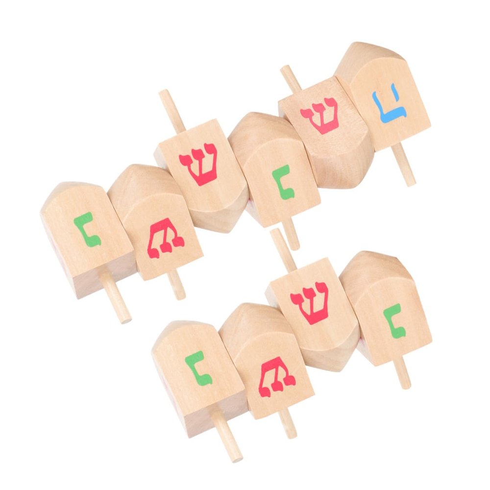 LIOOBO 10 Pcs Wooden Spinning Tops for Handmade Gyro for Hand-Eye Coordination Smooth Stable Spin Cognitive Development Educational Fiesta Party Favor