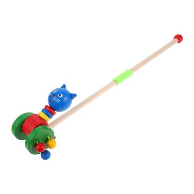 FOYTOKI Wooden Push Cart with Cute Animal Design Multifunctional Walker for Learning and Play Lightweight Safe Push Along Walker for Boys and Plaything for Early Walking Development