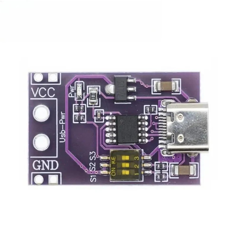 Supports PD/QC/AFC Fast Charging triggering, with Fixed Voltage outputs of 5V, 9V, 12V, 15V, and 20V. distintivo