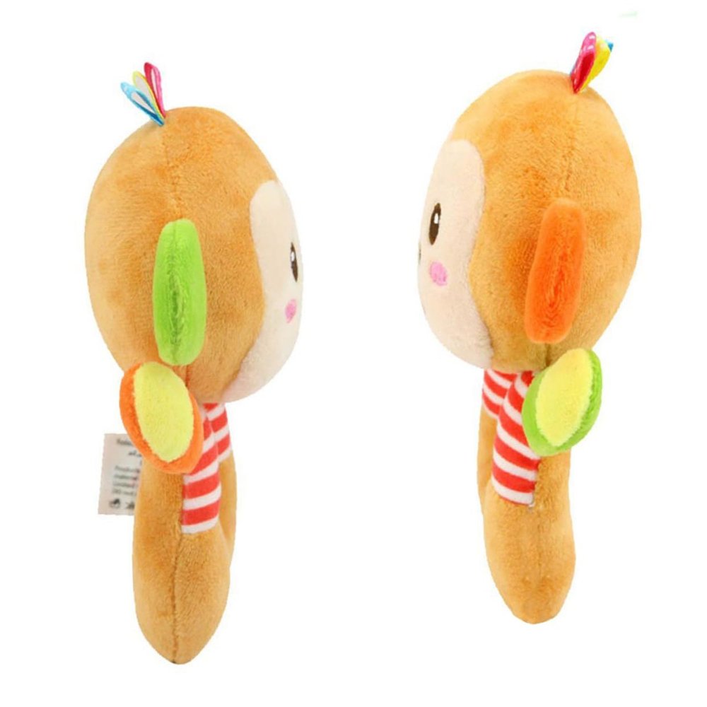 Beaupretty O-Shaped Wrist Rattle Plush Monkey for Early Education Soft Cotton Hand Bell with Sound Paper for Auditory Visual Tactile Development Easy to Grasp Months