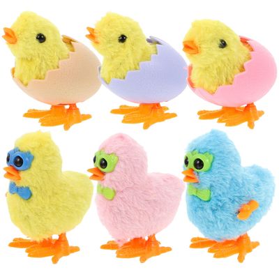 BESPORTBLE 6pcs Wind-up Chicken for Easter Party Favors Small Cartoon Clockwork Walking with Eggshell Design Fun Prizes for Boys