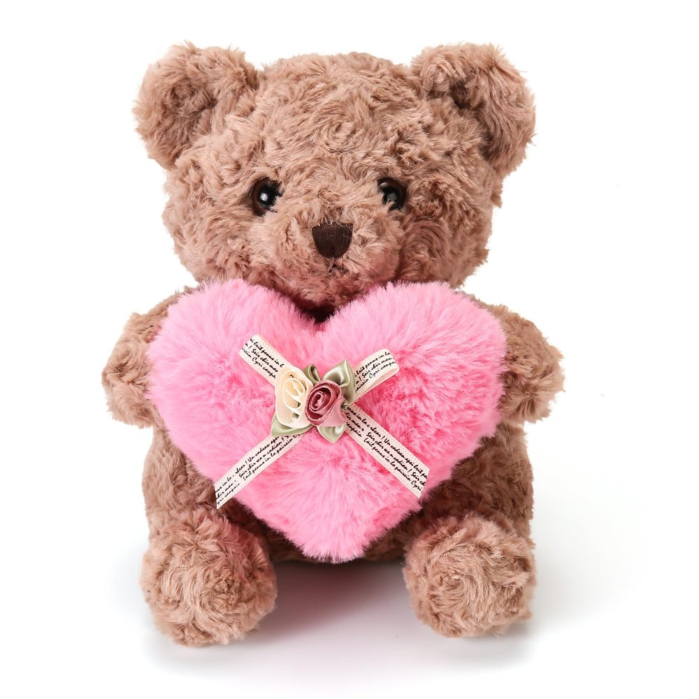 ABEARCAR Cute Teddy Bear Stuffed Animals with Pink Heart for Kids,Soft Teddy Bear Plushies Valentine's Day, for Girlfriend Kids or Mom